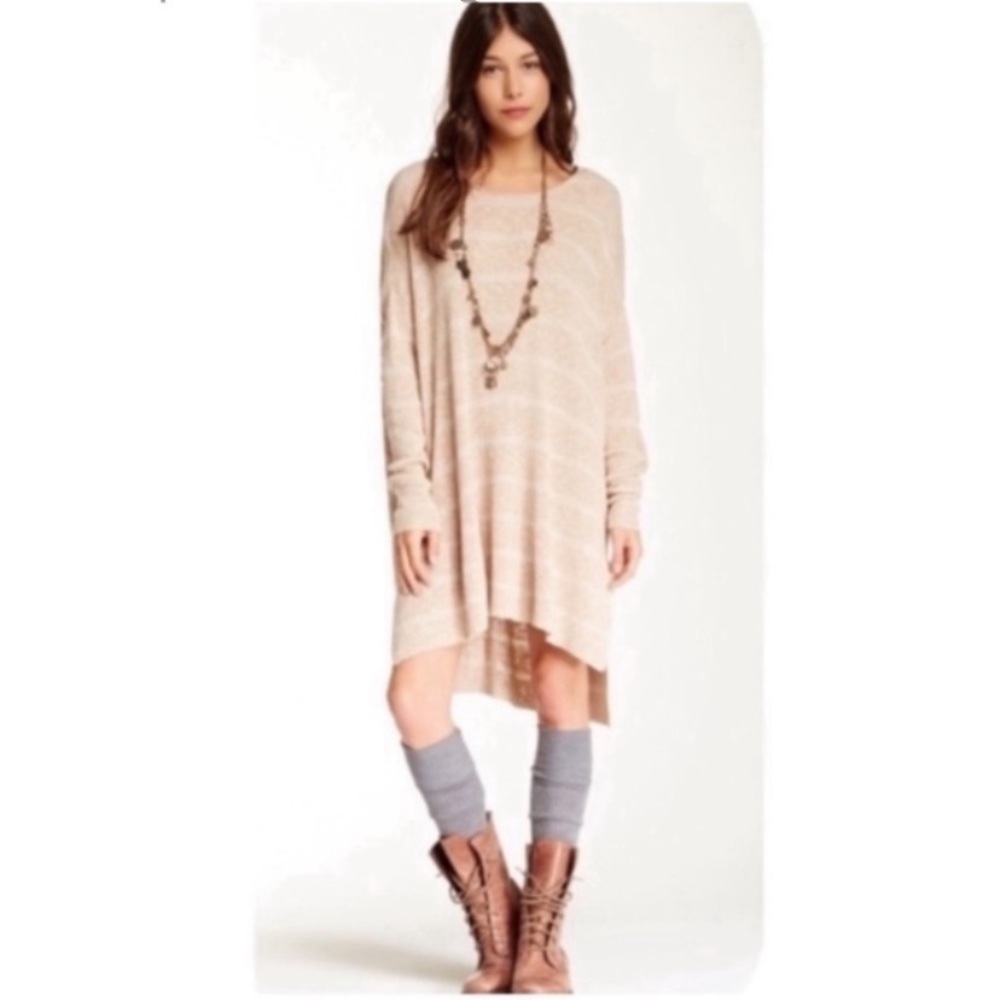 Free People Beige Oversized Knit Women's Sweater Dress